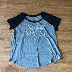 Torrid Baseball Mom Tee - Gray & Black